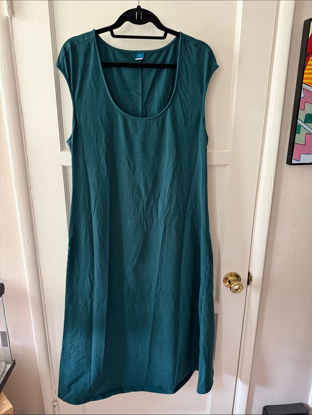 Teal Scoop Neck A-Line Dress